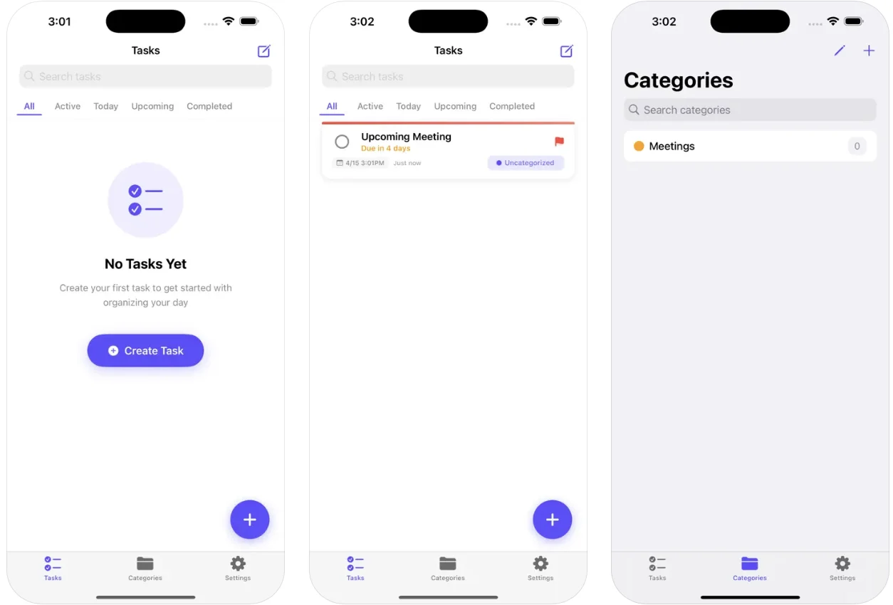 TodoListMore app screens